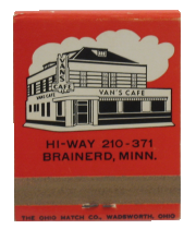 Van's Cafe Matchbook (ca. 1965) Back